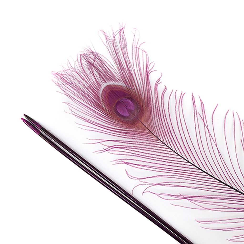 Peacock Tail Eyes Bleached Dyed - Purple - Feathers