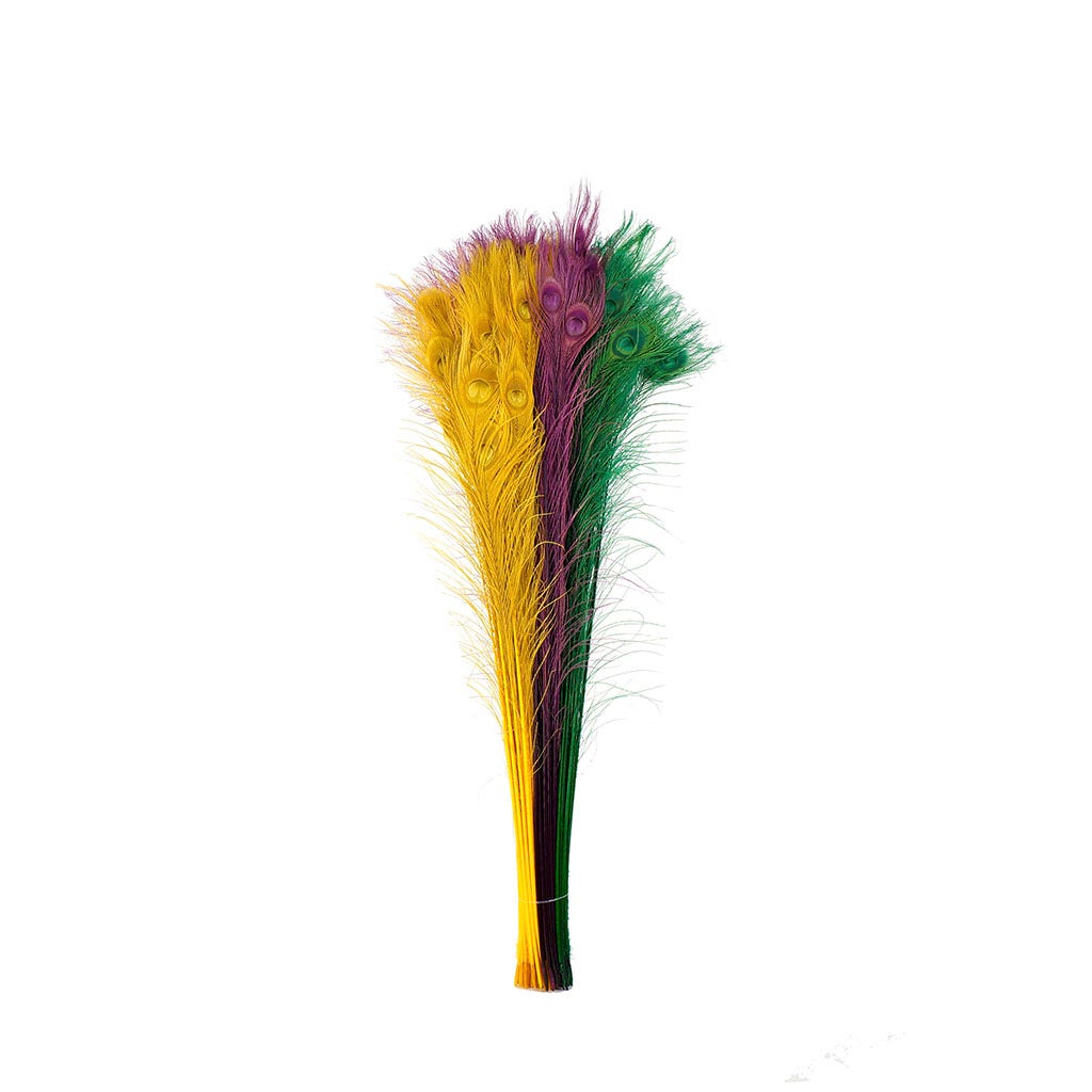 Peacock Tail Eyes Bleached Mix - Mardigras Mix- 25-40’’ - Feathers