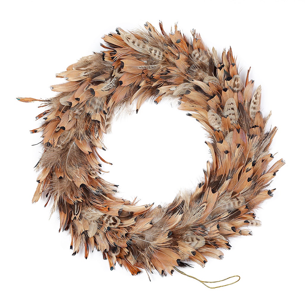 Pheasant Feather Wreath - Natural - Feathers