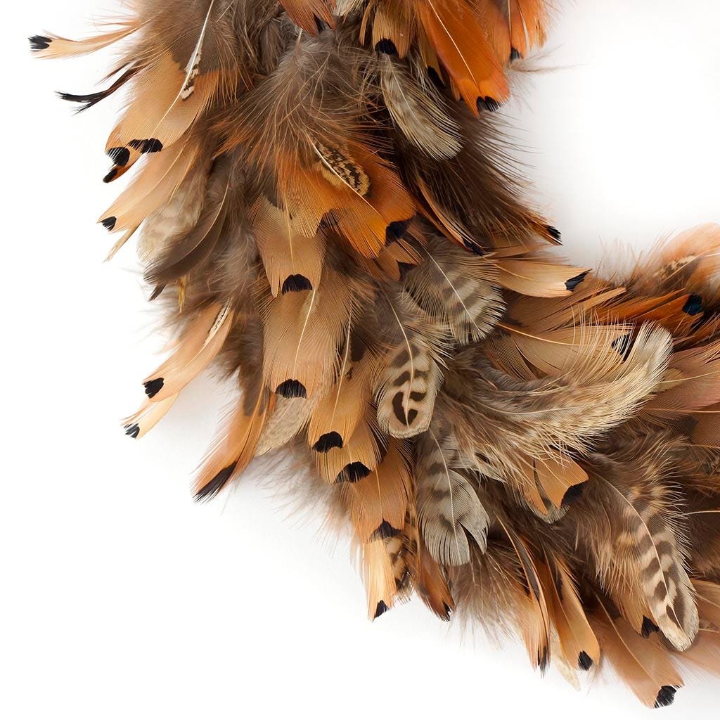 Pheasant Feather Wreath - Natural - Feathers