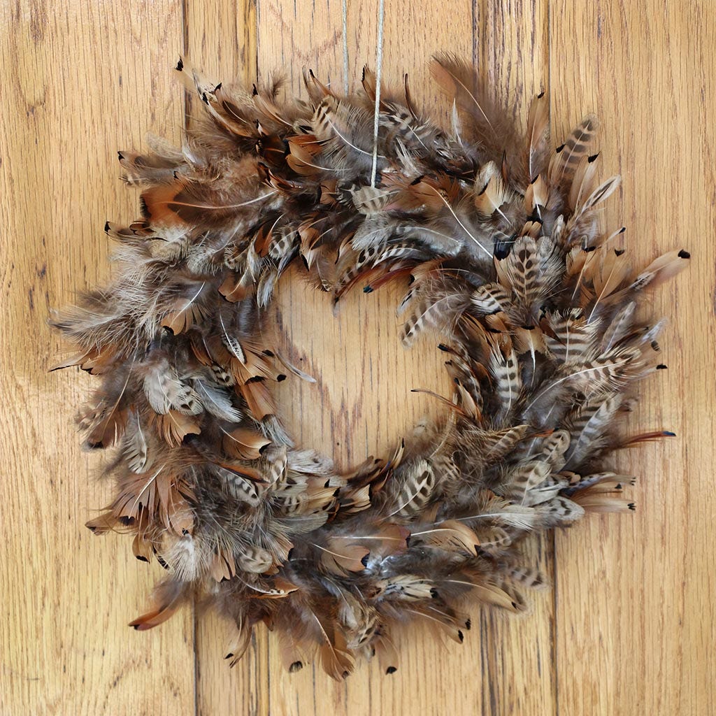 Pheasant Feather Wreath - Natural - Feathers