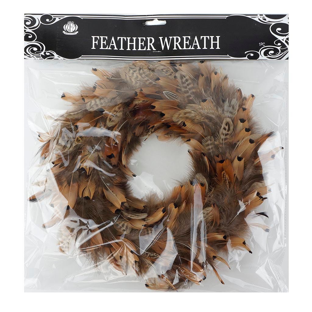 Pheasant Feather Wreath - Natural - Feathers