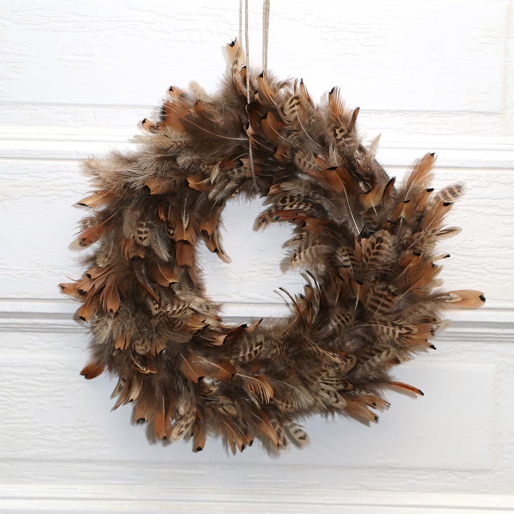 Pheasant Feather Wreath - Natural - Feathers