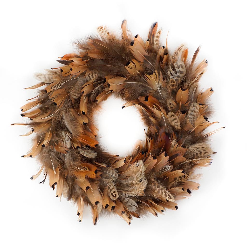 Pheasant Feather Wreath - Natural - Feathers