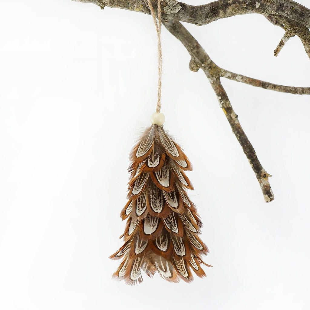 Pheasant Mini Feather Tree Ornament - Natural - Feathers