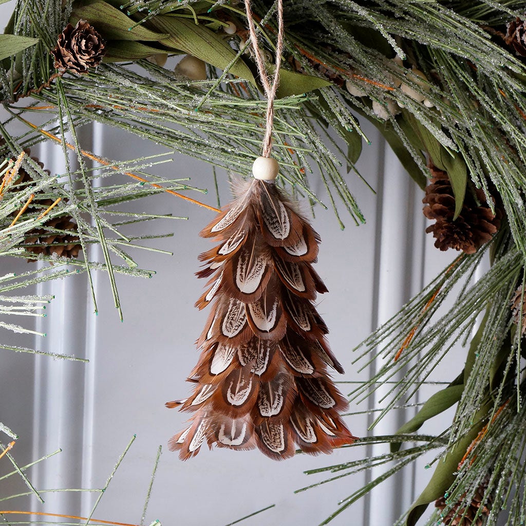 Pheasant Mini Feather Tree Ornament - Natural - Feathers