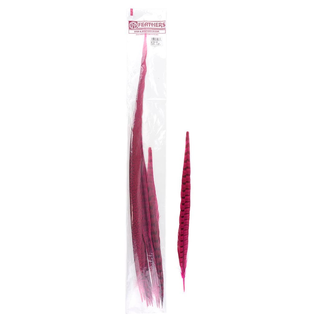 Pheasant Tails Assorted Bleached - Shocking Pink - Feathers