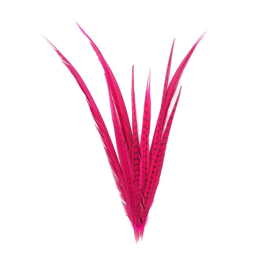 Pheasant Tails Assorted Bleached - Shocking Pink - Feathers