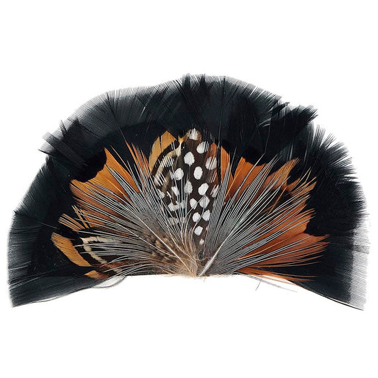 Pheasant-Turkey-Guinea Feather Hat Crown Black - Natural - Feathers