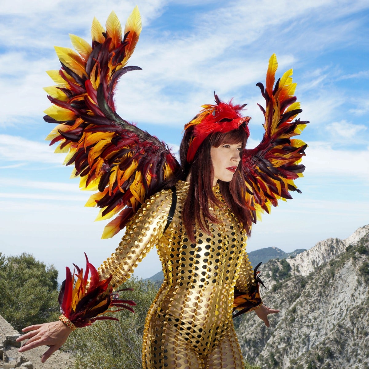 Phoenix Firebird Dyed Feather Wings - Red - Feathers