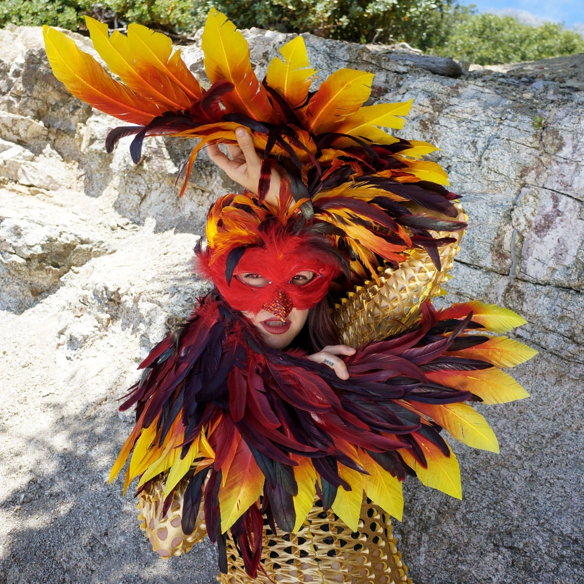 Phoenix Firebird Dyed Feather Wings - Red - Feathers