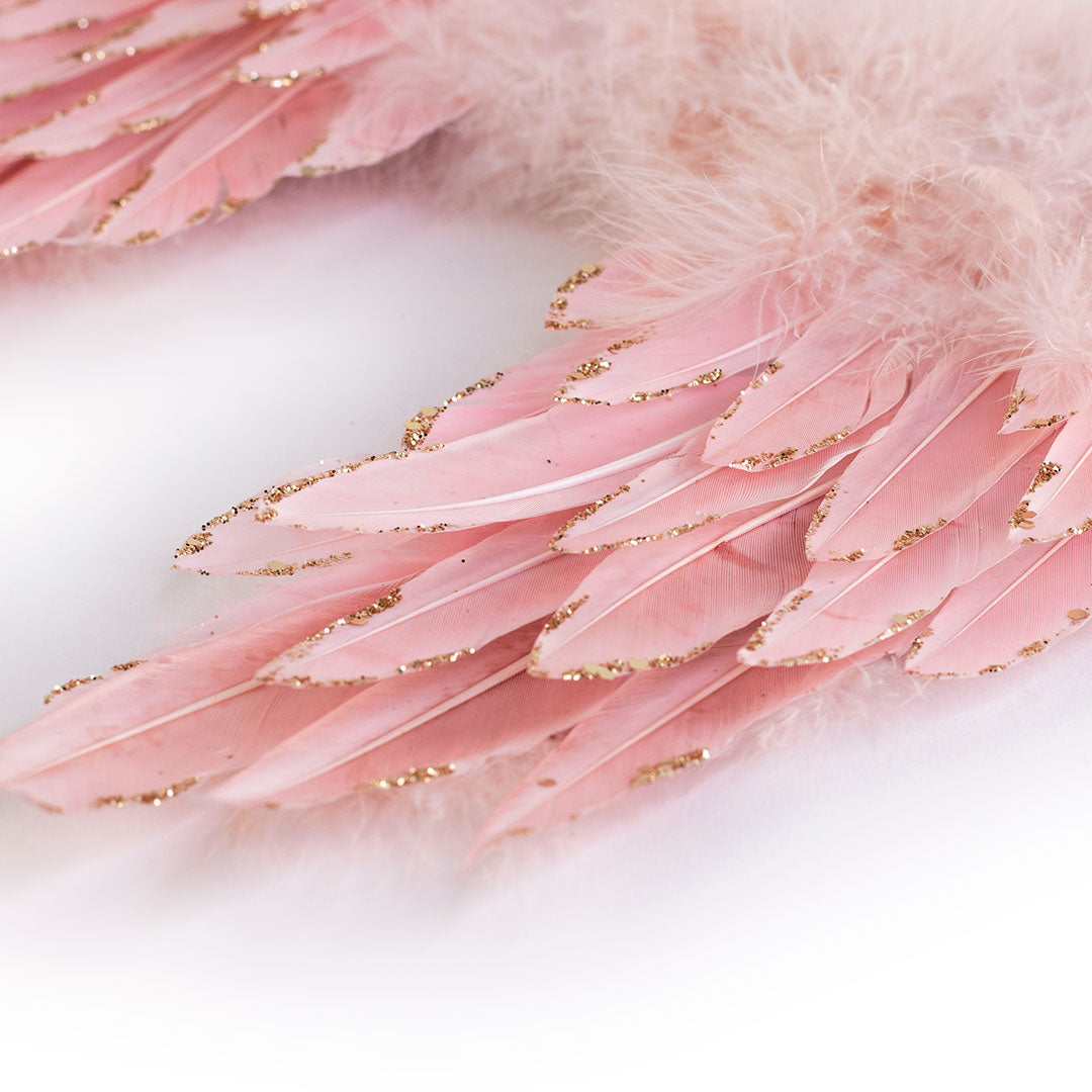 Pink Feather Angel Wing Christmas Ornament  Rose Gold Christmas Decor –  Zucker Feather Products, Inc.