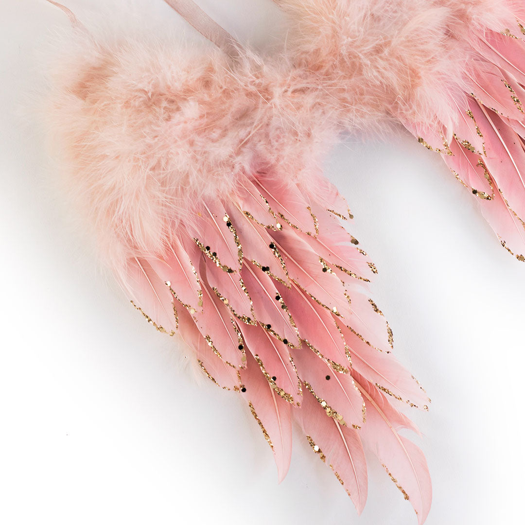 Pink Feather Angel Wing Christmas Ornament