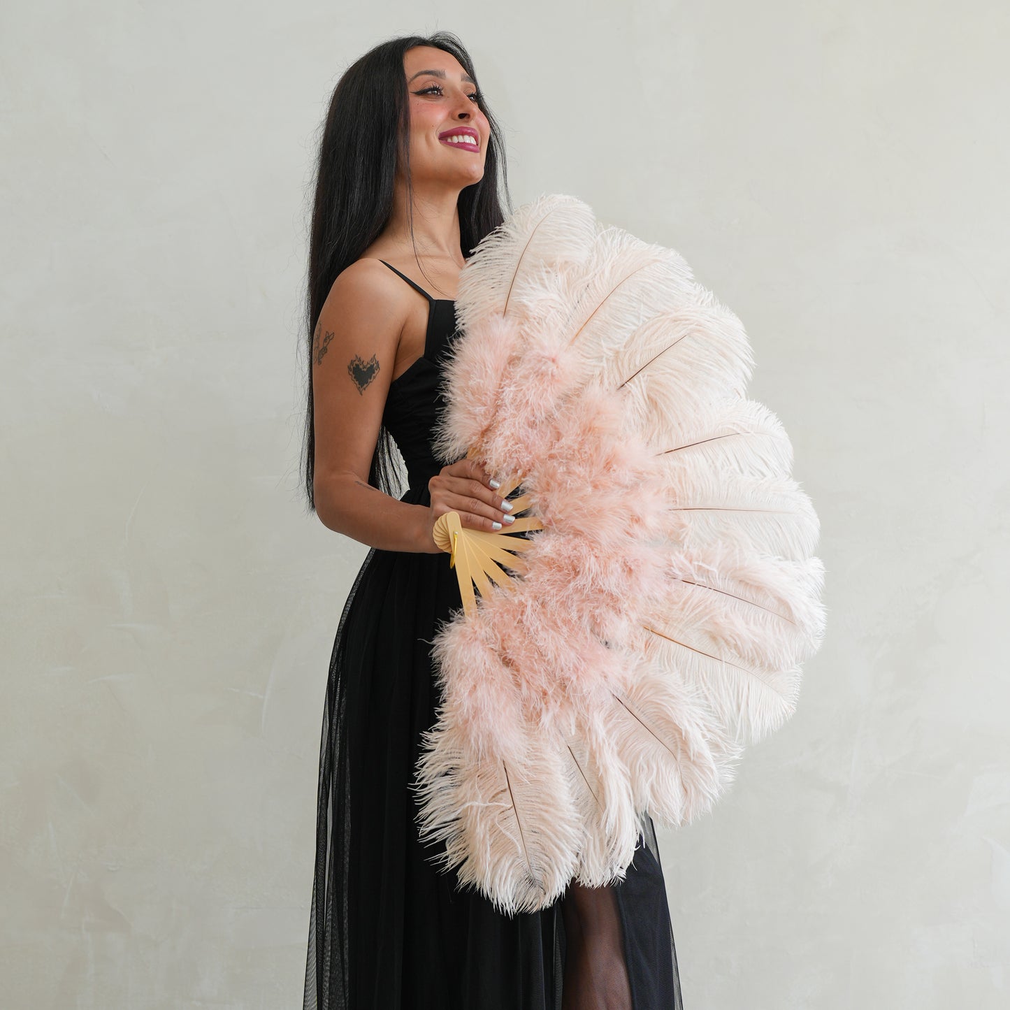 Champagne Ostrich Fan with Marabou
