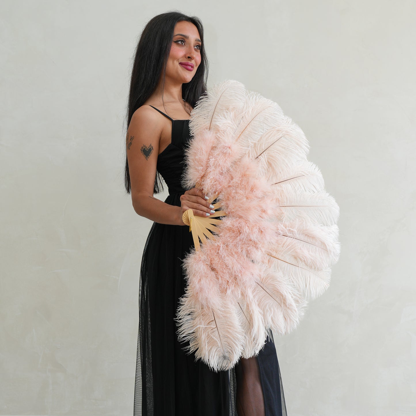 Champagne Ostrich Fan with Marabou