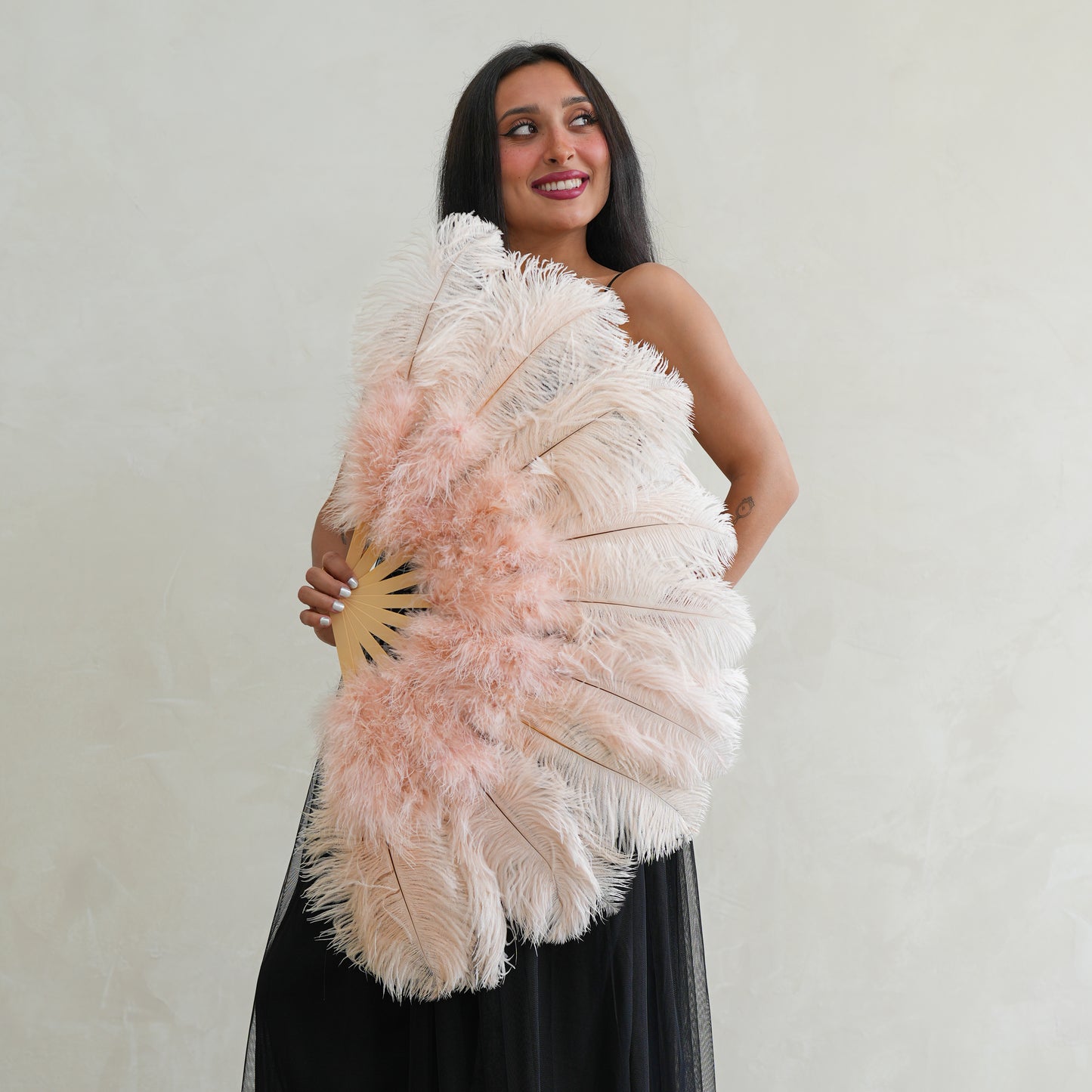 Champagne Ostrich Fan with Marabou