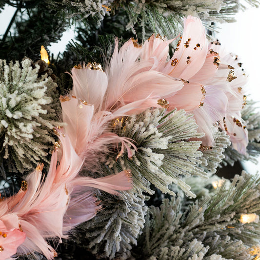 Feathered Pink Christmas Garland