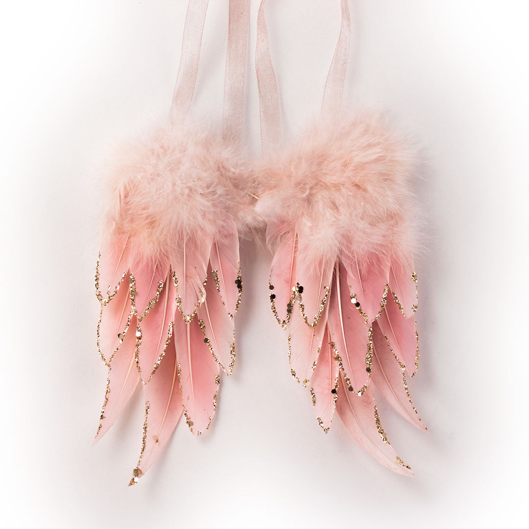 Pink Feather Angel Wing Ornament