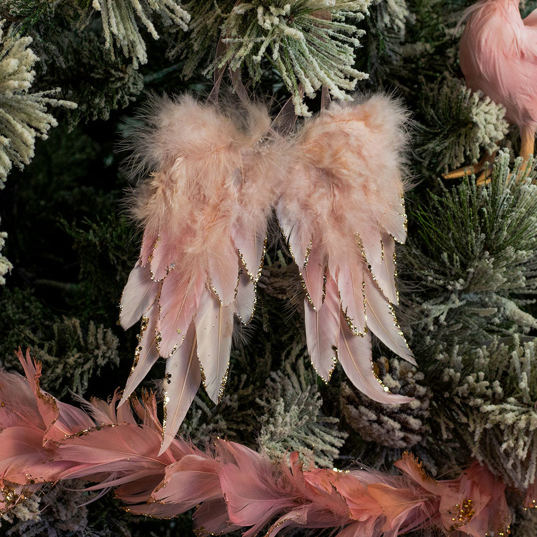 Pink Feather Angel Wing Ornament