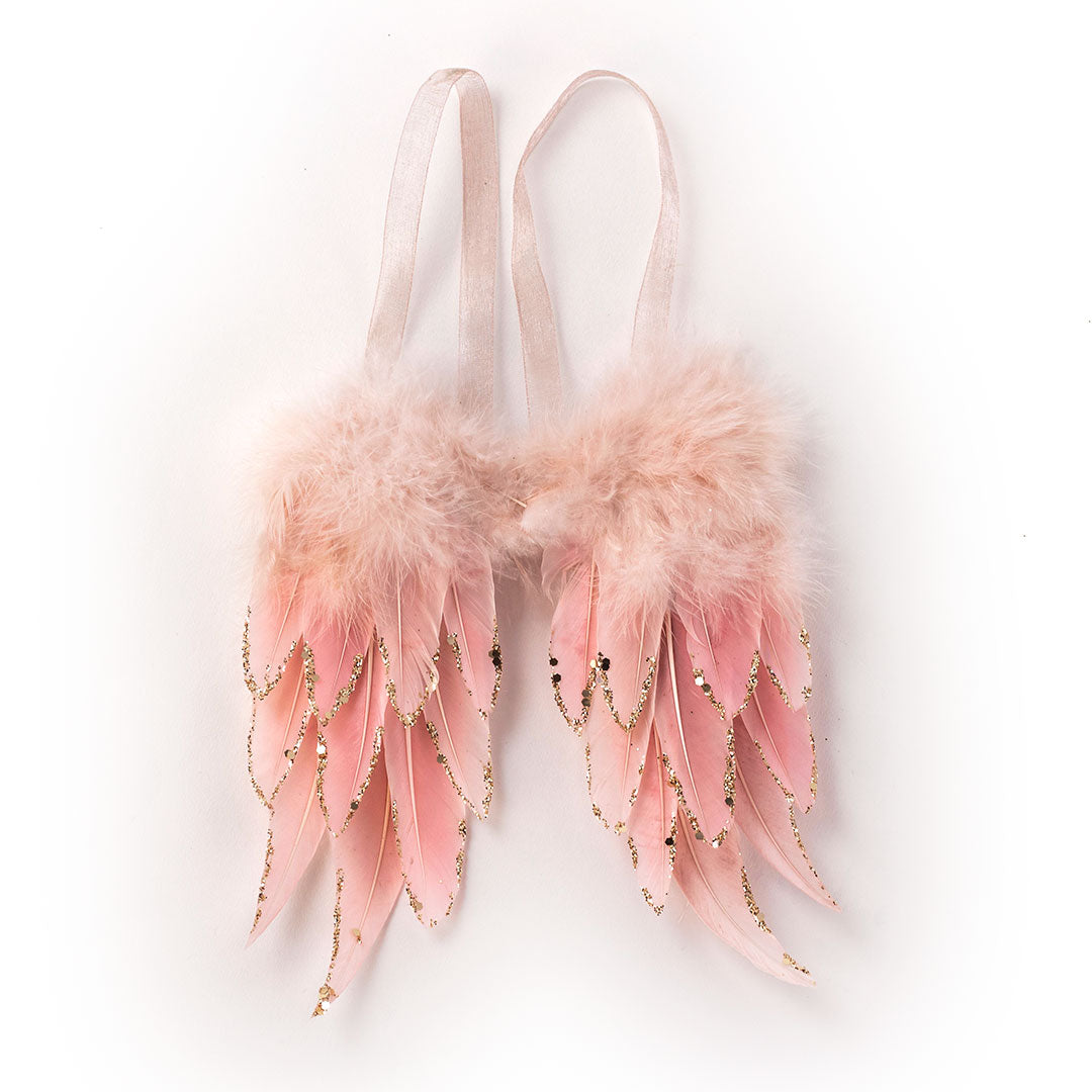 Pink Feather Angel Wing Ornament