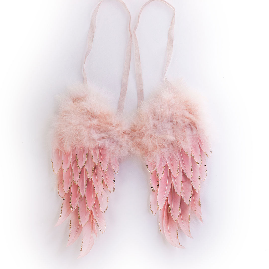 Pink Feather Angel Wing Ornament