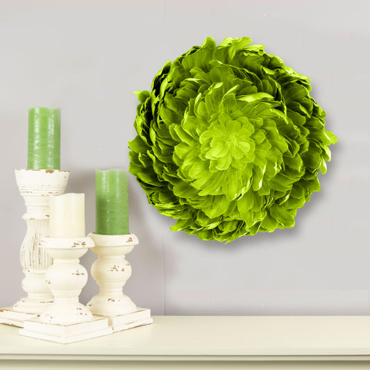 Juju Hat Nagoire Feather Wall Art 16 inch Wood Base   24-26 inch DIA --Lime