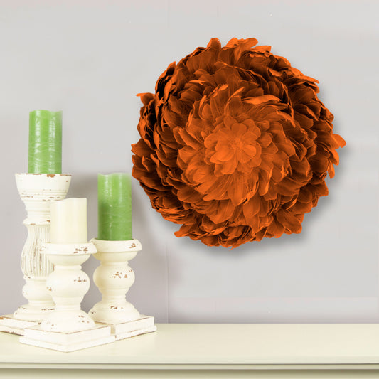 Juju Hat Nagoire Feather Wall Art 16 inch Wood Base   24-26 inch DIA --Orange