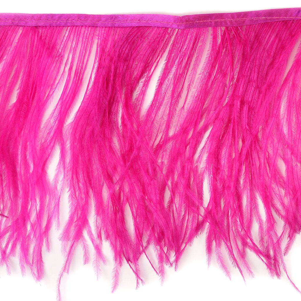 One-Ply Ostrich Feather Fringe - 1 Yard - Shocking Pink