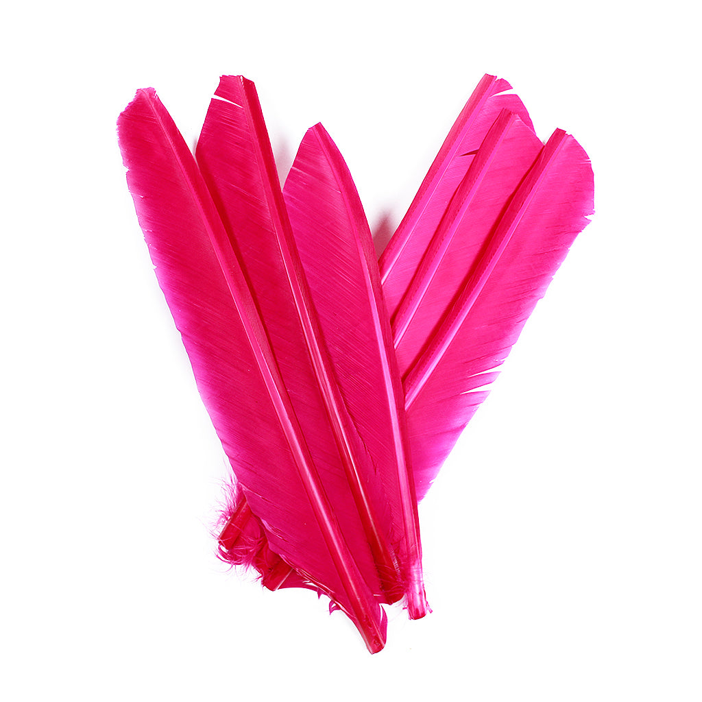 Shocking Pink Cut Turkey Pointer Feathers 8-12"