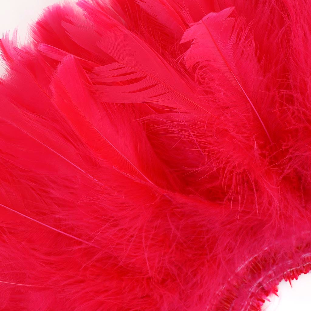 Parried Turkey Ruff Feathers -  1/2YD - Shocking Pink