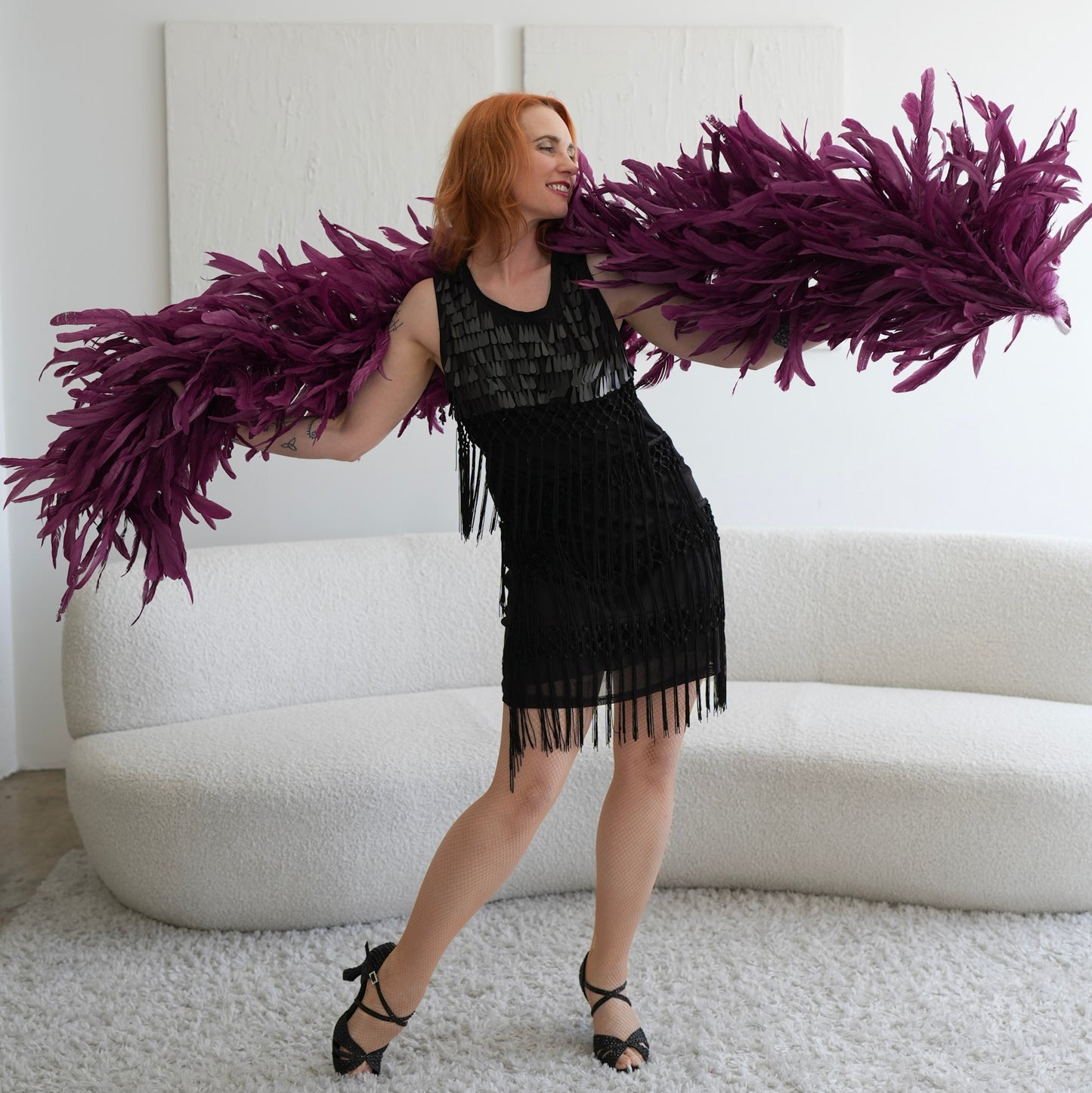 Limited Edition Purple Coque Tail Feather Boa