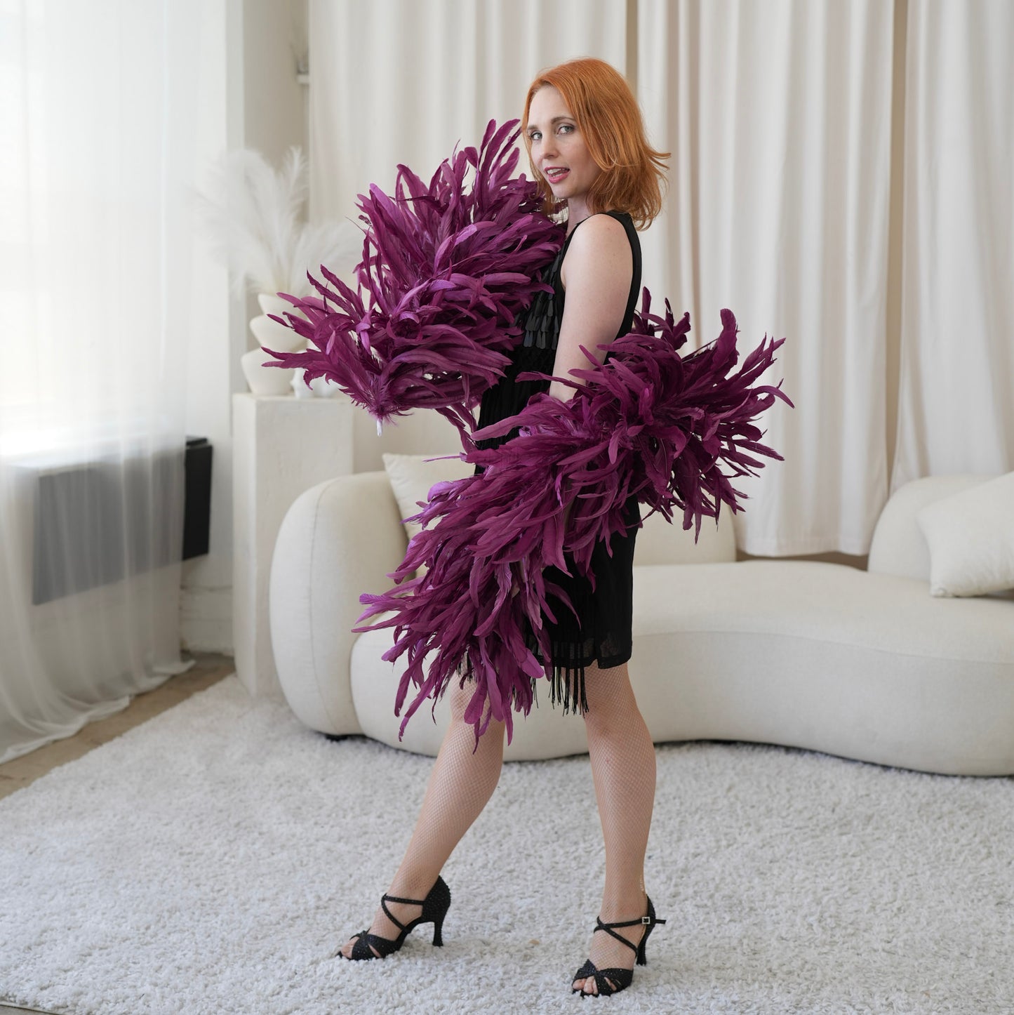 Limited Edition Purple Coque Tail Feather Boa