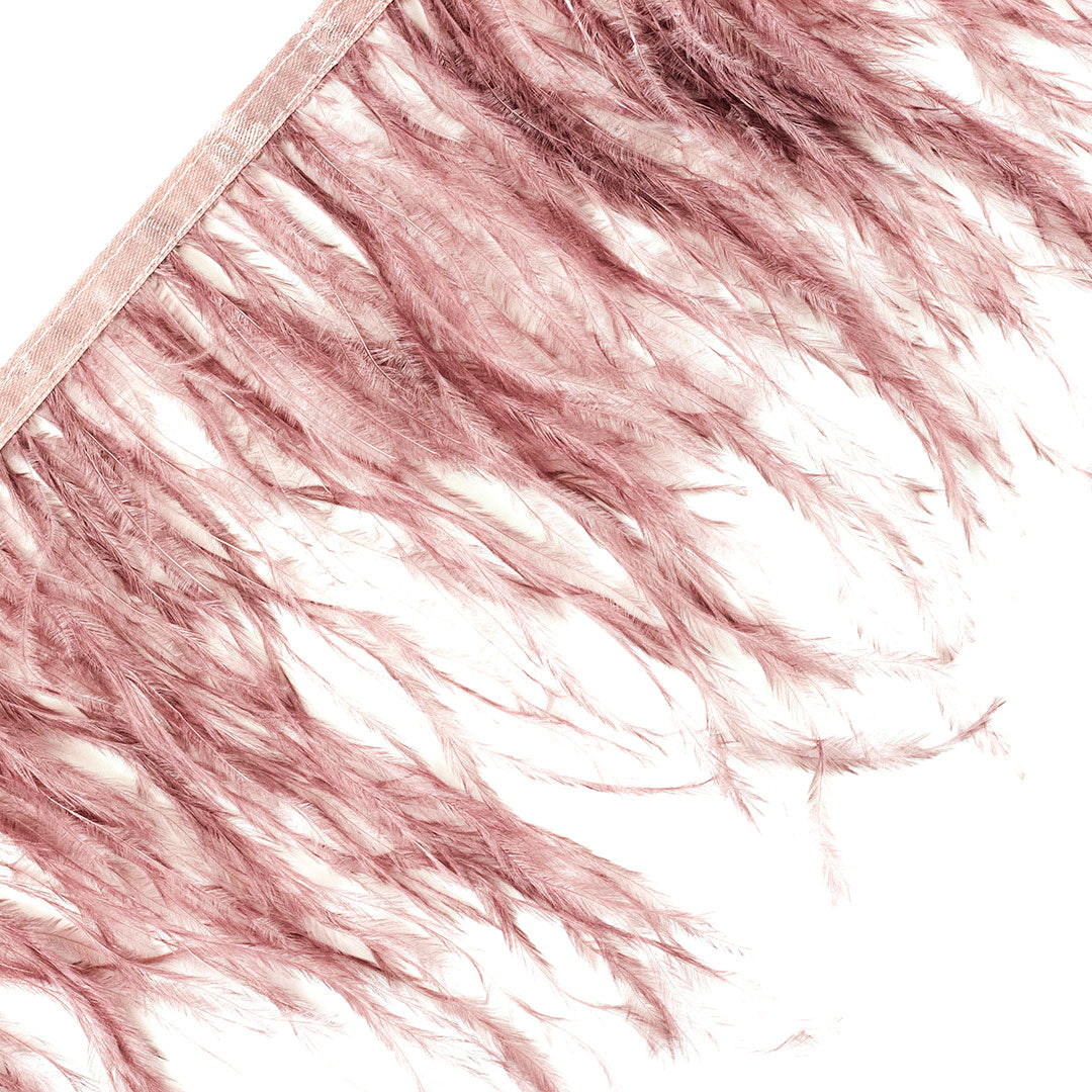 One-Ply Ostrich Feather Fringe - 1 Yard - Mauve