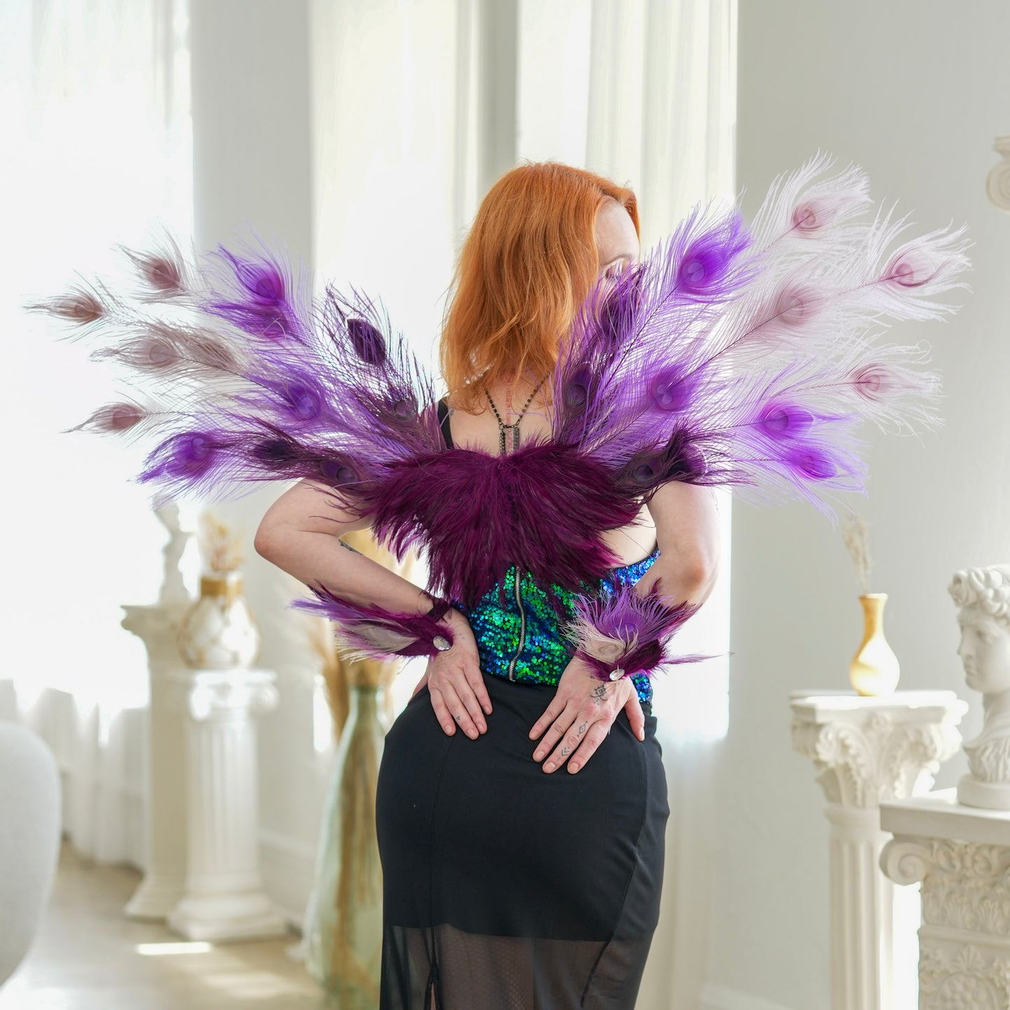 Moonbeam Peacock Fairy Wings & Cuffs