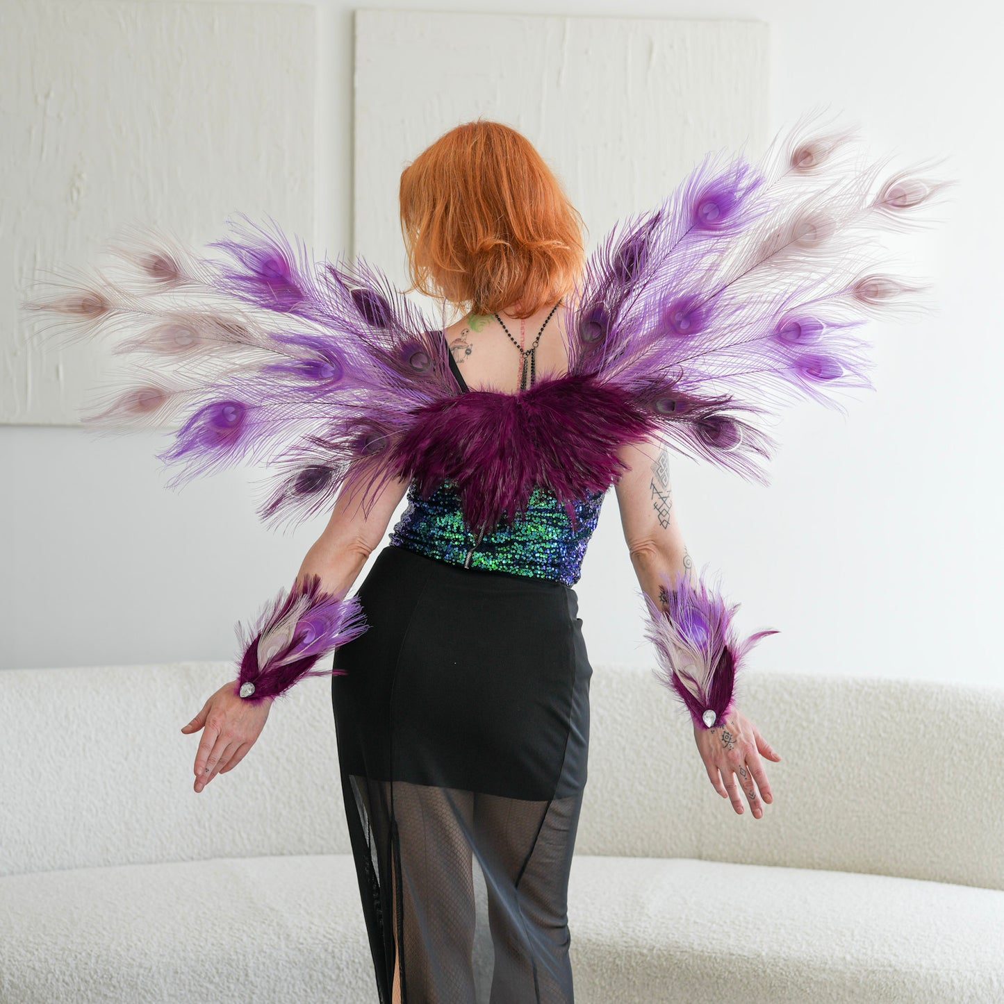 Moonbeam Peacock Fairy Wings & Cuffs