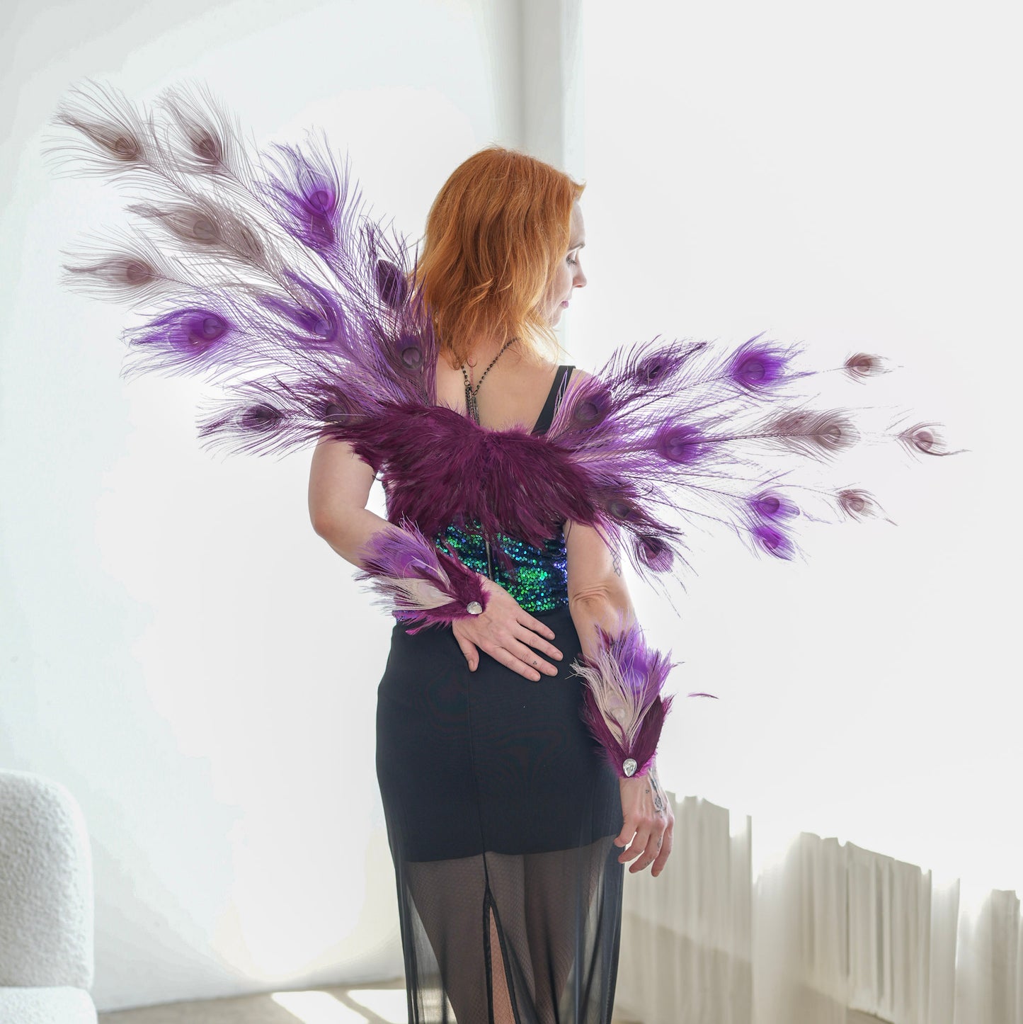 Moonbeam Peacock Fairy Wings & Cuffs