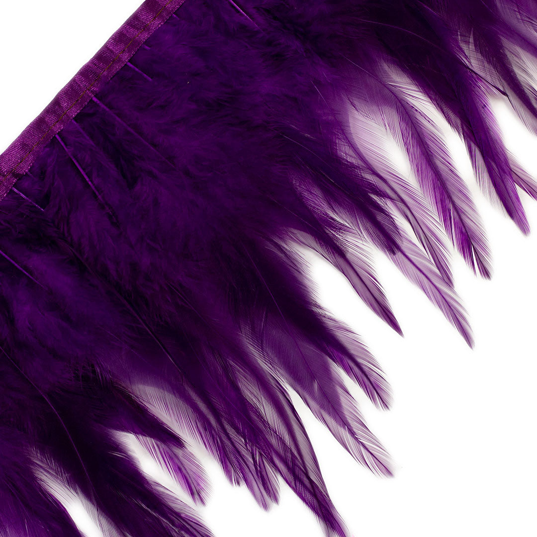 Rooster Saddle Fringe With Bias 6-8 inch   1yd Bolt --Purple