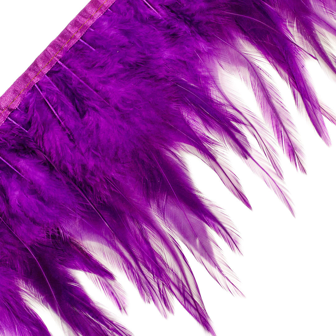 Rooster Saddle Fringe With Bias 6-8 inch   1yd Bolt --Purple