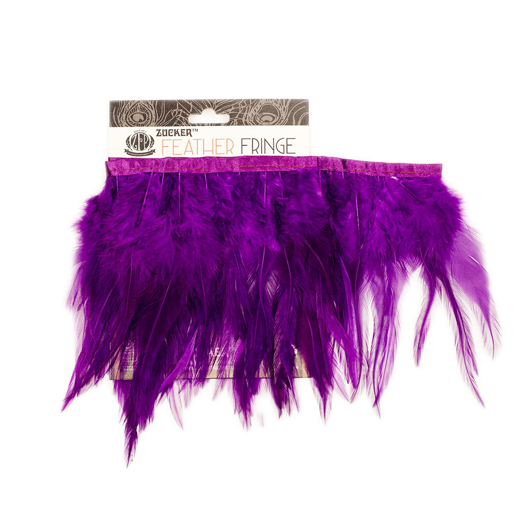 Rooster Saddle Fringe With Bias 6-8 inch   1yd Bolt --Purple