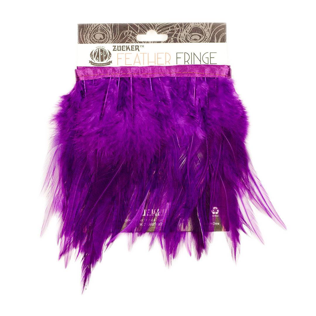 Rooster Saddle Fringe With Bias 6-8 inch   1yd Bolt --Purple