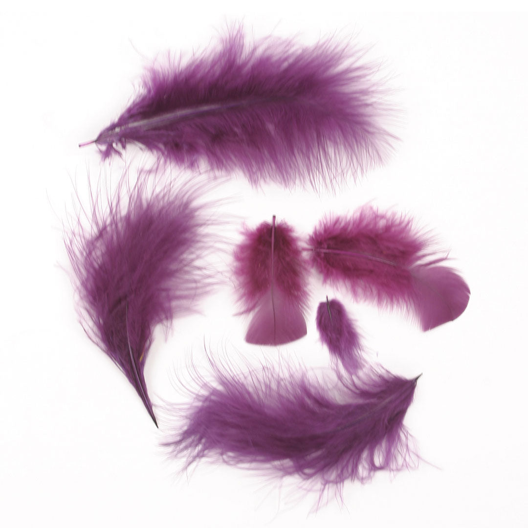 Loose Turkey Marabou Feathers 3-8" Dyed - Purple