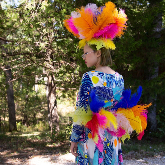 Rainbow 3 in 1 Upcycled Feather Costume Wings - Feathers