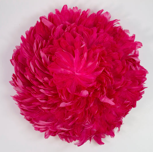 Juju Hat Nagoire Feather Wall Art 16 inch Wood Base   24-26 inch DIA --Raspberry Sorbet