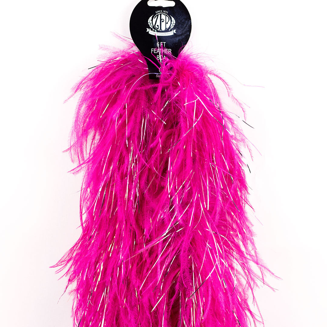 Raspberry Pink 4 Ply Ostrich Feather Boa with Lurex