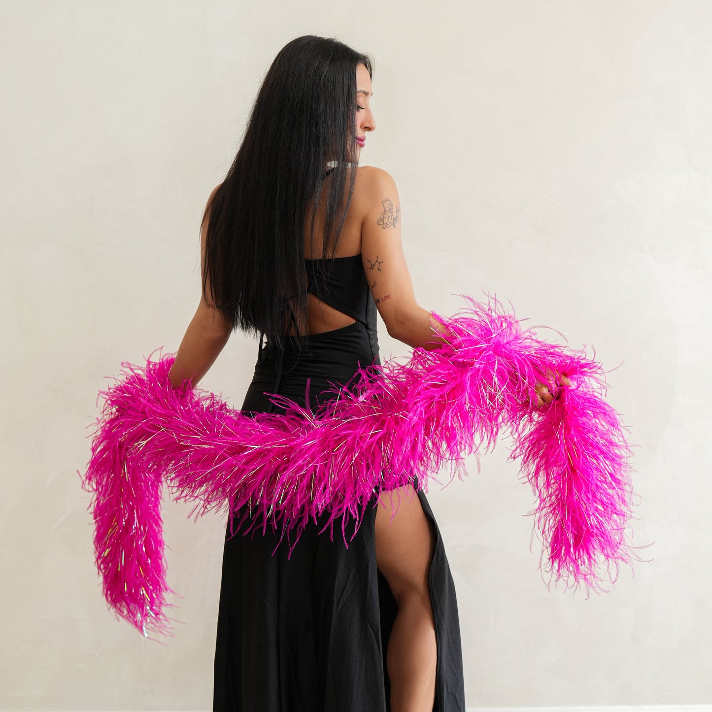 Raspberry Pink 4 Ply Ostrich Feather Boa with Lurex