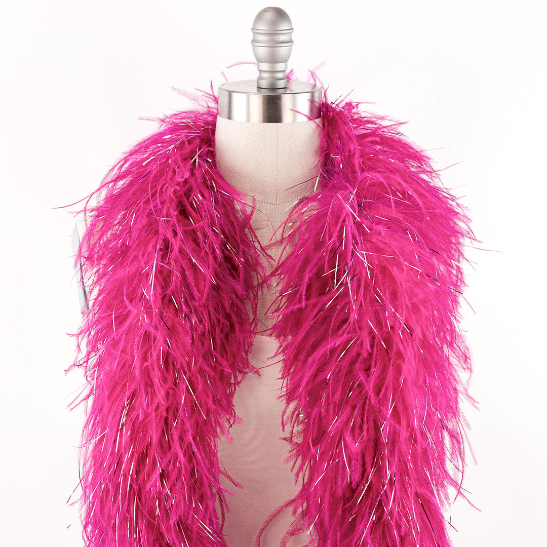 Raspberry Pink 4 Ply Ostrich Feather Boa with Lurex