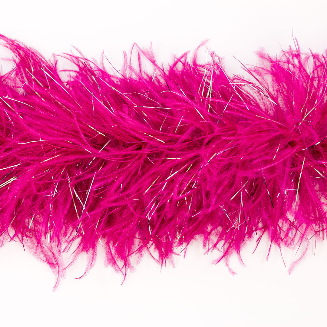 Raspberry Pink 4 Ply Ostrich Feather Boa with Lurex