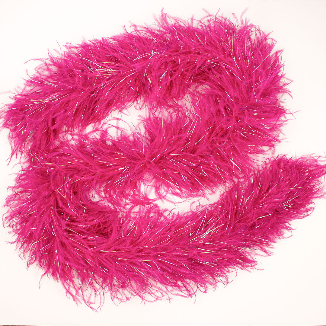 Raspberry Pink 4 Ply Ostrich Feather Boa with Lurex