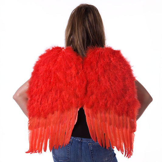 Medium Red Angel Costume Wings - Halloween Cosplay Feather Wings for Adults-Kids