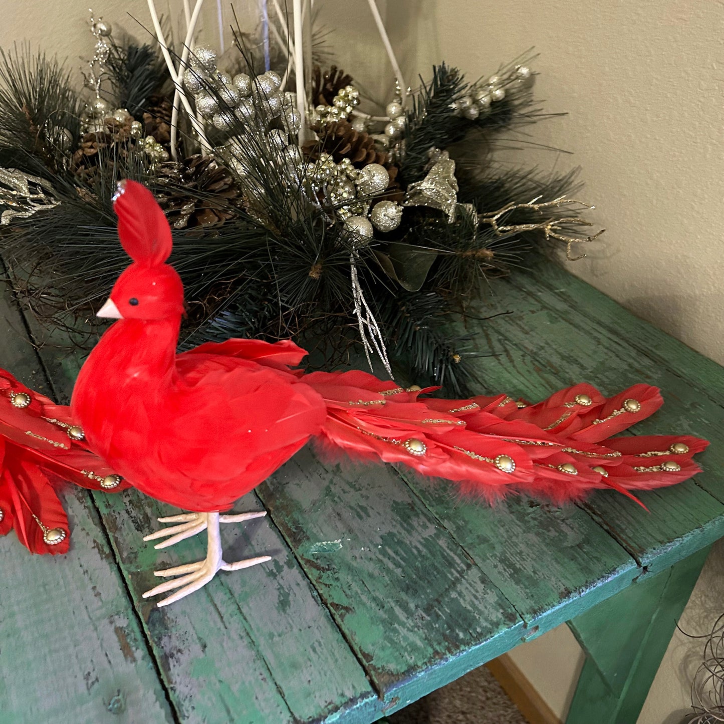 Red Peacock Ornament